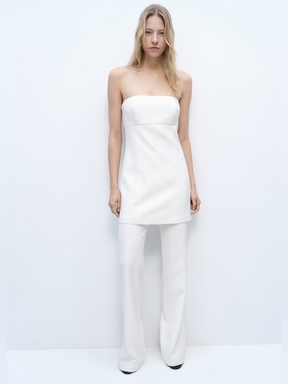 Mango white combined strapless jumpsuit NWT